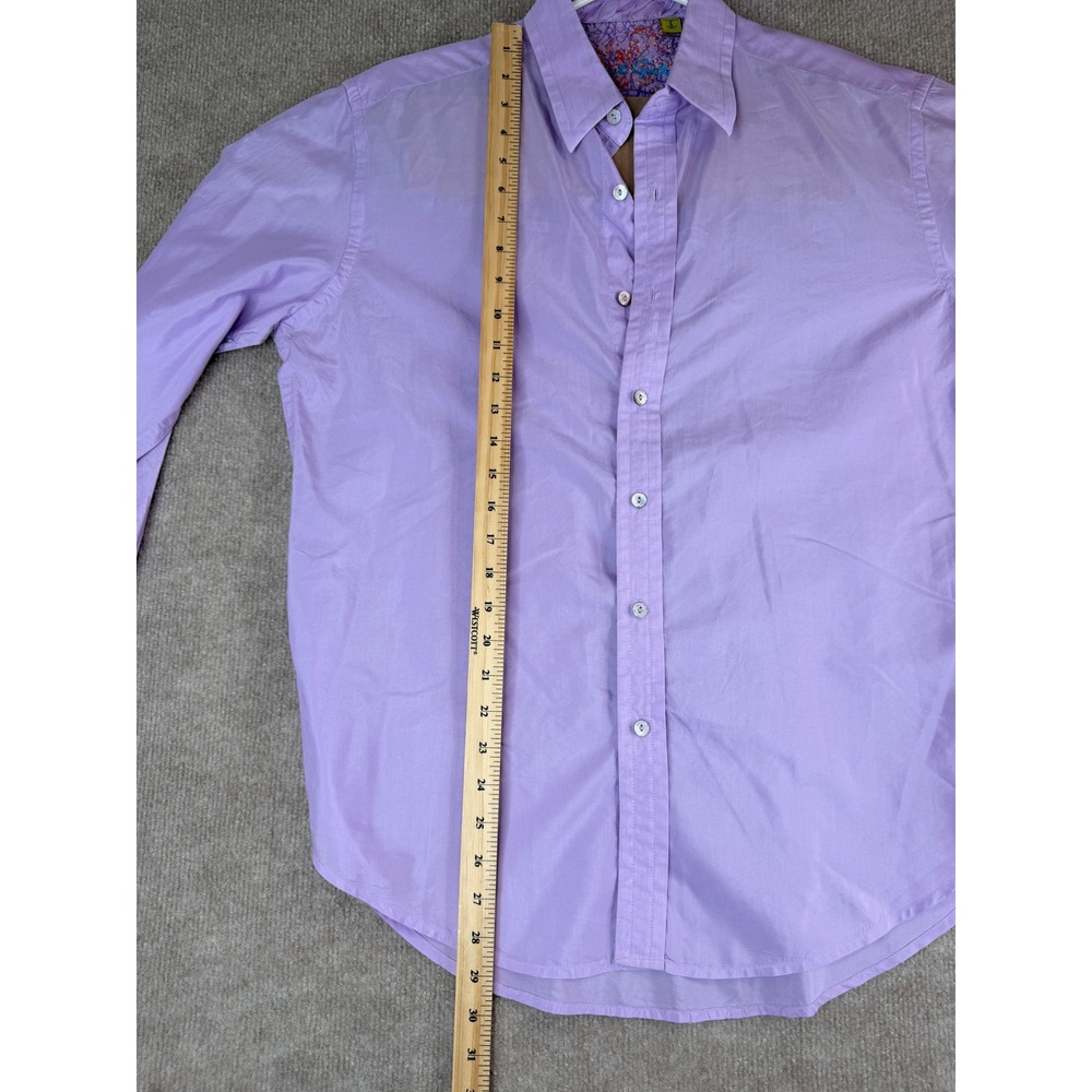 Robert Graham Tailored Fit Mens L Button‎ Down Shirt Lavender Cotton Silk - Picture 6 of 15